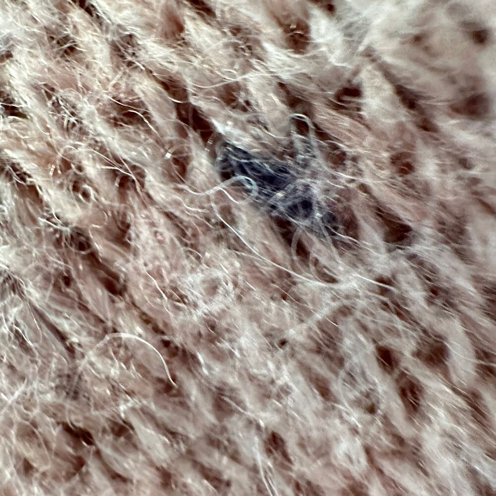 LUCKY BRAND Camo Wool Blend Pullover Sweater Crew Neck Size SMALL Light Pink - Picture 7 of 11